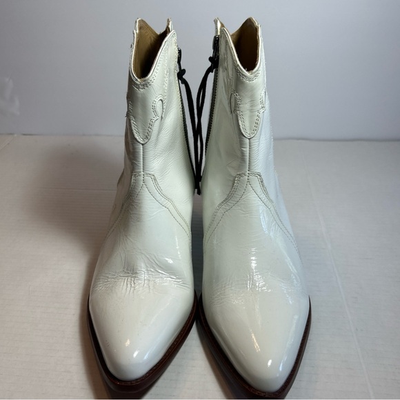 Free People New Frontier White Patent Leather Cowboy Boots W/Zip Sz 10/41- EUC - Picture 3 of 13